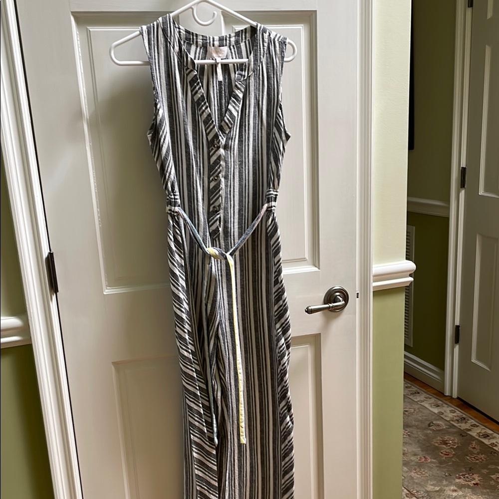 Laundry by Shelli Segal Linen and Viscose Stripe Jumpsuit Size 4